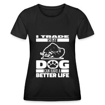 Day Trading Day Trader Chien - T-shirt sport Femme - noir - Devant - AI Model Female 172 light (172cm)