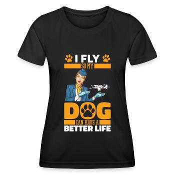Flugbegleiter Stewardess Hund - Frauen Funktions-T-Shirt - Schwarz - Vorne - AI Model Female 172 light (172cm)