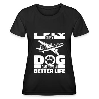 Flugbegleiter Stewardess Hund - Frauen Funktions-T-Shirt - Schwarz - Vorne - AI Model Female 172 light (172cm)