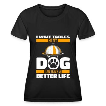 Serveur Serveuse Chien - T-shirt sport Femme - noir - Devant - AI Model Female 172 light (172cm)