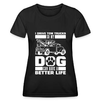 Abschleppdienst Abschlepper Hund - Frauen Funktions-T-Shirt - Schwarz - Vorne - AI Model Female 172 light (172cm)