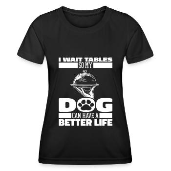 Serveur Serveuse Chien - T-shirt sport Femme - noir - Devant - AI Model Female 172 light (172cm)