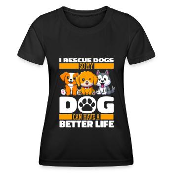 Hund Rettungshund Witzig - Frauen Funktions-T-Shirt - Schwarz - Vorne - AI Model Female 172 light (172cm)
