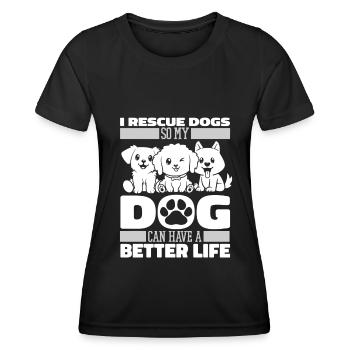 Hund Rettungshund Humor - Frauen Funktions-T-Shirt - Schwarz - Vorne - AI Model Female 172 light (172cm)
