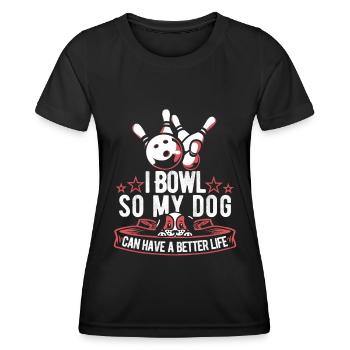Bowling Bowlen Bowler Hund - Frauen Funktions-T-Shirt - Schwarz - Vorne - AI Model Female 172 light (172cm)