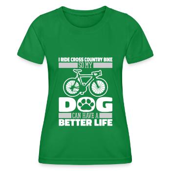 Cross Country Mountain Bike Mtb Dog - Women's Functional T-Shirt - kelly green - Front - AI Model Female 172 dark (172cm)