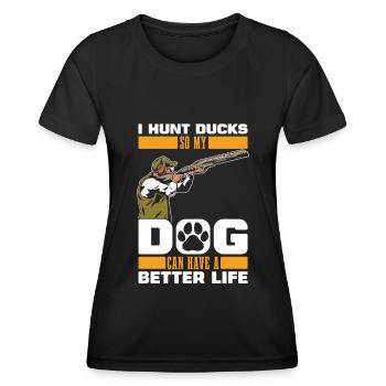 Ente Jagd Entenjagd Hund - Frauen Funktions-T-Shirt - Schwarz - Vorne - AI Model Female 172 light (172cm)