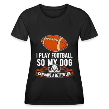 Chien de football américain - T-shirt sport Femme - noir - Devant - AI Model Female 172 light (172cm)