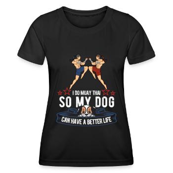 Muay Thai Chien de boxe thaïlandais - T-shirt sport Femme - noir - Devant - AI Model Female 172 light (172cm)