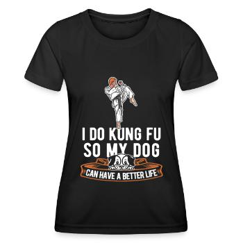 Kung Fu Dog - Women's Functional T-Shirt - black - Front - AI Model Female 172 light (172cm)