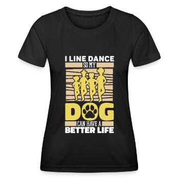 Chien de danse en ligne - T-shirt sport Femme - noir - Devant - AI Model Female 172 light (172cm)