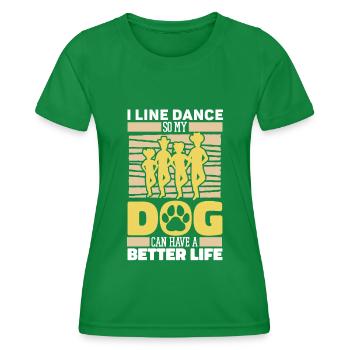 Line Dance Dog - Women's Functional T-Shirt - kelly green - Front - AI Model Female 172 dark (172cm)