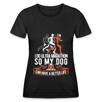 Ultramarathon Chien - T-shirt sport Femme - noir - Devant - AI Model Female 172 light (172cm)