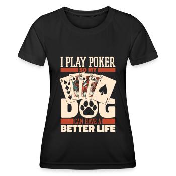 Chien de poker - T-shirt sport Femme - noir - Devant - AI Model Female 172 light (172cm)