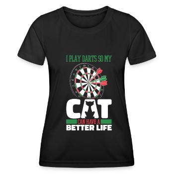 Darts Player Darts Cat - Women's Functional T-Shirt - black - Front - AI Model Female 172 light (172cm)
