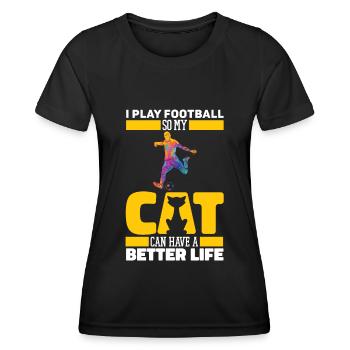 American Football Cat - Women's Functional T-Shirt - black - Front - AI Model Female 172 light (172cm)