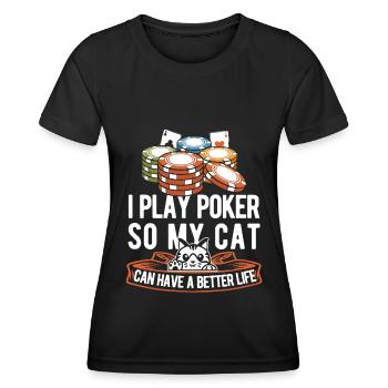 Poker Katze - Frauen Funktions-T-Shirt - Schwarz - Vorne - AI Model Female 172 light (172cm)