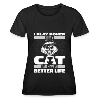 Chat de poker - T-shirt sport Femme - noir - Devant - AI Model Female 172 light (172cm)
