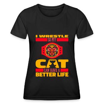 Wrestling Wrestler Katze - Frauen Funktions-T-Shirt - Schwarz - Vorne - AI Model Female 172 light (172cm)