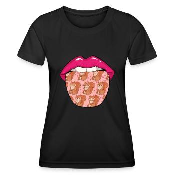Eichhörnchen Zunge - Frauen Funktions-T-Shirt - Schwarz - Vorne - AI Model Female 172 light (172cm)