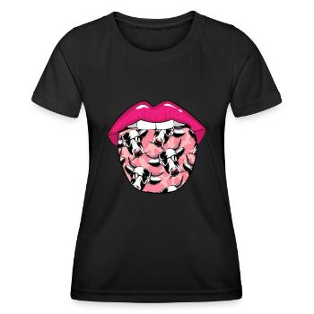 Cow Farmer Livestock Tongue - Women's Functional T-Shirt - black - Front - AI Model Female 172 light (172cm)