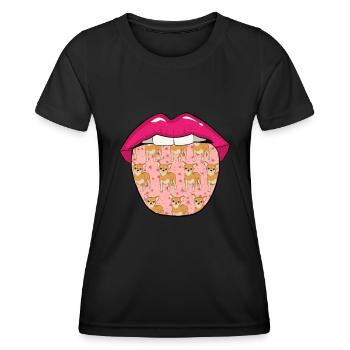 Chihuahua Lippen - Frauen Funktions-T-Shirt - Schwarz - Vorne - AI Model Female 172 light (172cm)