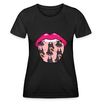 Lèvres de doberman - T-shirt sport Femme - noir - Devant - AI Model Female 172 light (172cm)