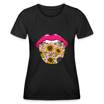 Sonnenblume Zunge - Frauen Funktions-T-Shirt - Schwarz - Vorne - AI Model Female 172 light (172cm)