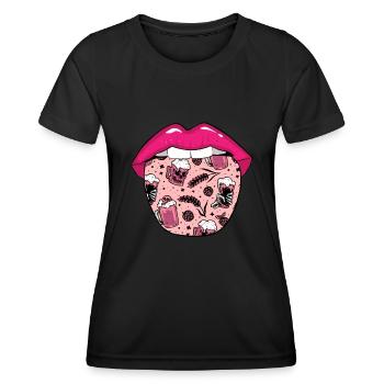 Bière artisanale Langue de bière artisanale - T-shirt sport Femme - noir - Devant - AI Model Female 172 light (172cm)