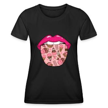 Eiscreme Zunge - Frauen Funktions-T-Shirt - Schwarz - Vorne - AI Model Female 172 light (172cm)