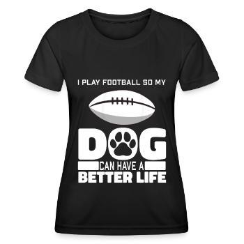 Chien de football américain - T-shirt sport Femme - noir - Devant - AI Model Female 172 light (172cm)
