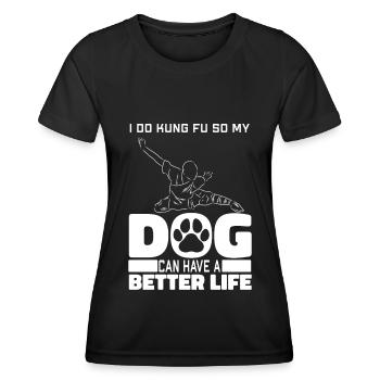 Kung Fu Dog - Women's Functional T-Shirt - black - Front - AI Model Female 172 light (172cm)