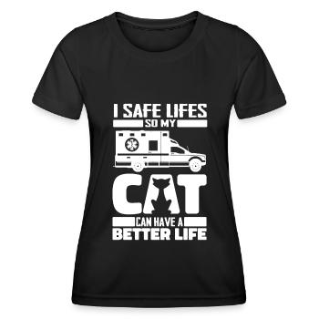 Service ambulancier paramédical Ambulancier Cat - T-shirt sport Femme - noir - Devant - AI Model Female 172 light (172cm)