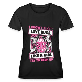 Entomologie Entomologe Insekt Lustig - Frauen Funktions-T-Shirt - Schwarz - Vorne - AI Model Female 172 light (172cm)