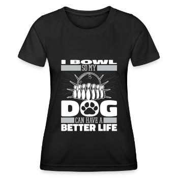 Bowling Bowlen Bowler Hund - Frauen Funktions-T-Shirt - Schwarz - Vorne - AI Model Female 172 light (172cm)