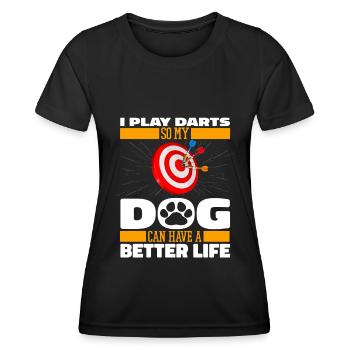 Darts Darts Player Dog - Women's Functional T-Shirt - black - Front - AI Model Female 172 light (172cm)