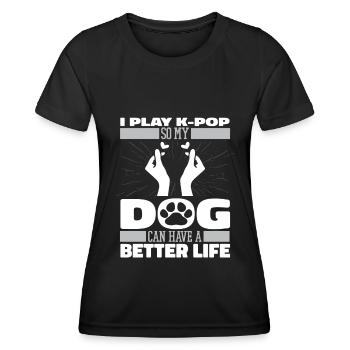 K Pop Kpop Chien pop coréen - T-shirt sport Femme - noir - Devant - AI Model Female 172 light (172cm)