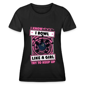 Bowling Bowlen Bowler Mädchen - Frauen Funktions-T-Shirt - Schwarz - Vorne - AI Model Female 172 light (172cm)