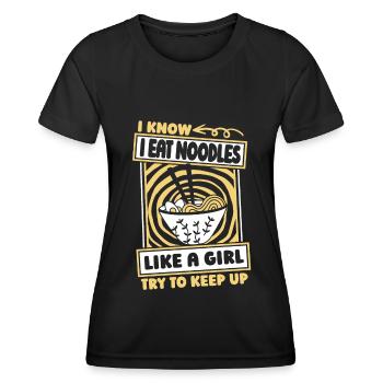 Nouilles Humour - T-shirt sport Femme - noir - Devant - AI Model Female 172 light (172cm)