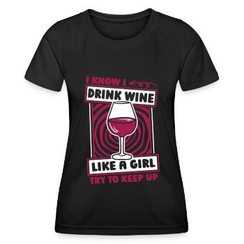 Wein Winzer Mädchen - Frauen Funktions-T-Shirt - Schwarz - Vorne - AI Model Female 172 light (172cm)