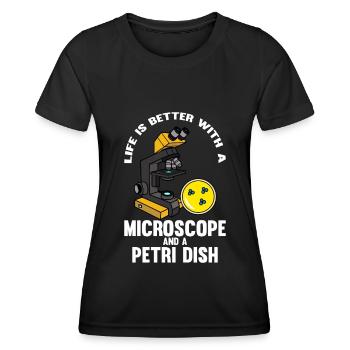 Biologie Biologe Mikroskop - Frauen Funktions-T-Shirt - Schwarz - Vorne - AI Model Female 172 light (172cm)
