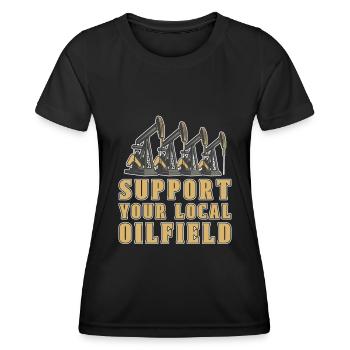 Ölfeld Bohrinsel Pumpe - Frauen Funktions-T-Shirt - Schwarz - Vorne - AI Model Female 172 light (172cm)