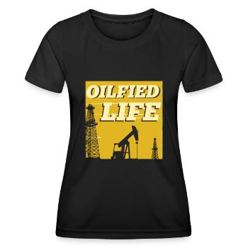 Ölfeld Bohrinsel Leben - Frauen Funktions-T-Shirt - Schwarz - Vorne - AI Model Female 172 light (172cm)