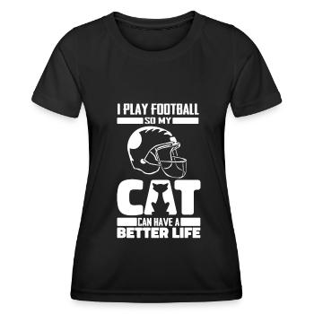 American Football Cat - Women's Functional T-Shirt - black - Front - AI Model Female 172 light (172cm)
