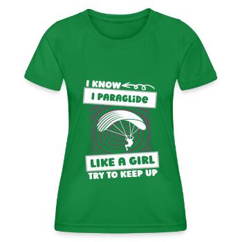 Paragleiter Paragleiten Mädchen - Frauen Funktions-T-Shirt - Kelly Green - Vorne - AI Model Female 172 dark (172cm)