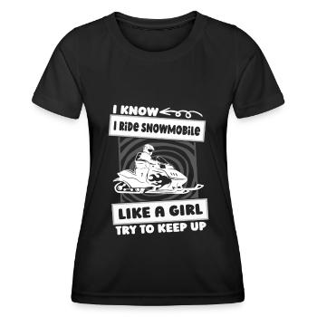 Schneemobil Motorschlitten Mädchen - Frauen Funktions-T-Shirt - Schwarz - Vorne - AI Model Female 172 light (172cm)