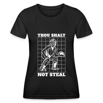 Receveur de balle molle Tu ne voleras pas - T-shirt sport Femme - noir - Devant - AI Model Female 172 light (172cm)