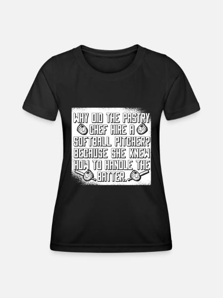 Softball Lustig - Frauen Funktions-T-Shirt - Schwarz
