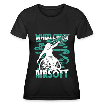 Fauteuil roulant Airsoft - T-shirt sport Femme - noir - Devant - AI Model Female 172 light (172cm)