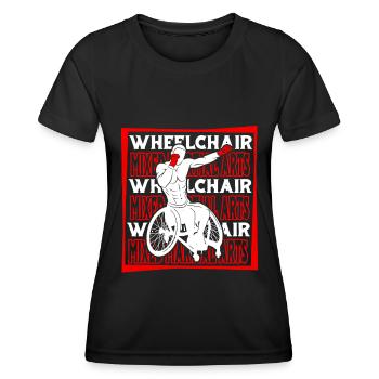 Fauteuil roulant d’arts martiaux mixtes - T-shirt sport Femme - noir - Devant - AI Model Female 172 light (172cm)